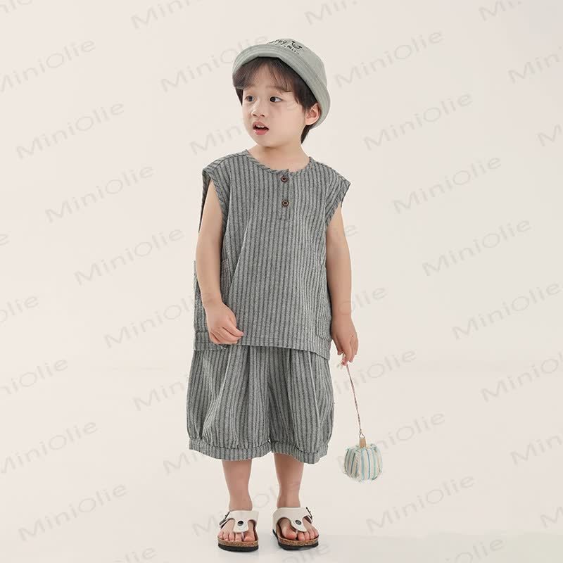 Set aus Streifen Baumwoll Tanktop und Shorts für Kleinkind-Jungen) - image 3