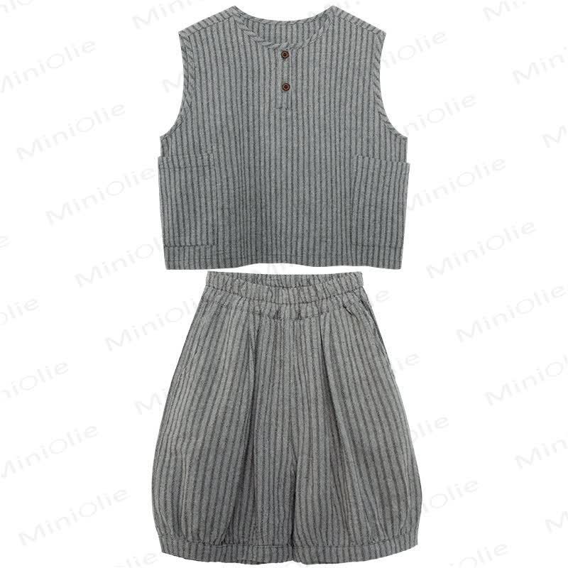 Set aus Streifen Baumwoll Tanktop und Shorts für Kleinkind-Jungen) - image 4