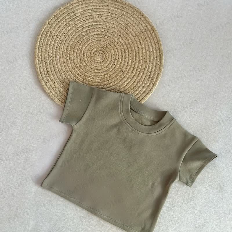 Kleinkind Baby Einfarbig Sommer Freizeit-T-Shirt mit Rundhalsausschnitt - Grün - 6-7J - image 6