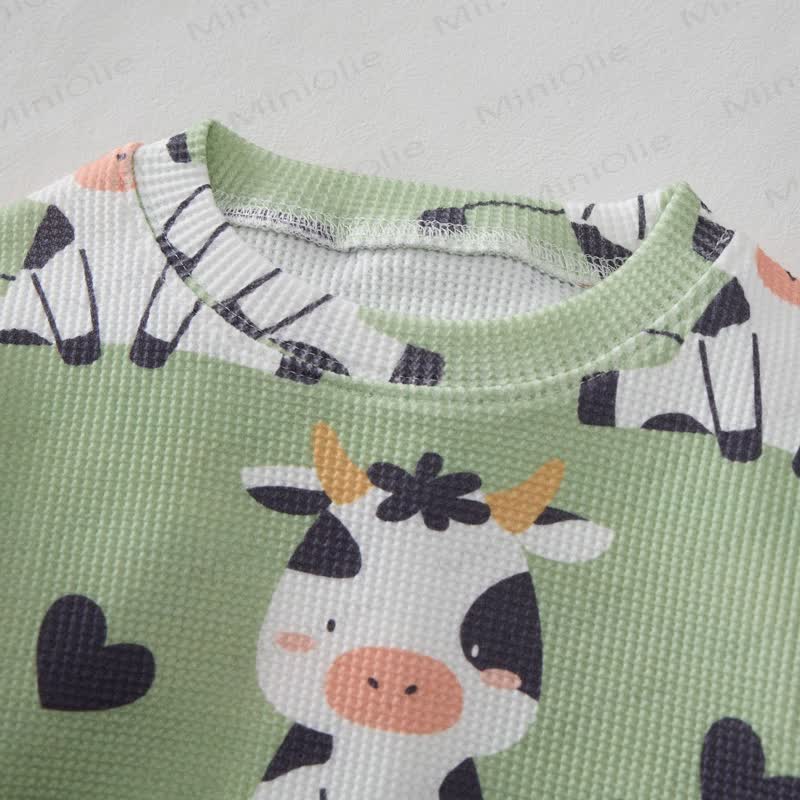 Baby Waffel Niedliches Milchkuh- Sweatshirt 2-teiliges Set - image 2