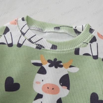 Baby Waffel Niedliches Milchkuh- Sweatshirt 2-teiliges Set - image 2