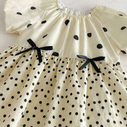 Kleid für Kleinkind-Mädchen mit Punktmuster und Puffärmeln - image 4