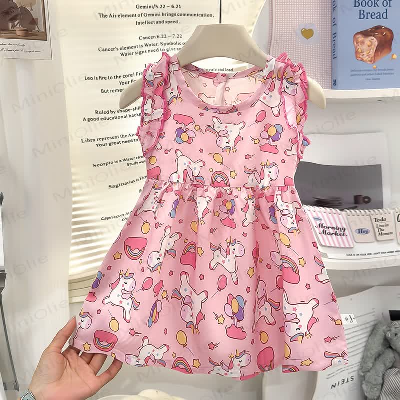 Ärmelloses Kleid für Kleinkind-Mädchen mit Tier Regenbogen - Schleife - Rosa - 8-9J - image 4