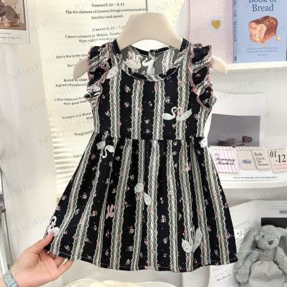 Ärmelloses Kleid für Kleinkind-Mädchen mit Tier Regenbogen - Schleife - Schwarz Streifen - 8-9J - image 6