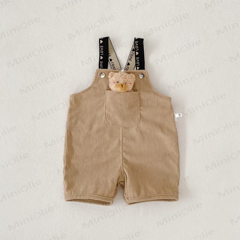 Baby Strampler mit Bär , Einfarbig , Gerippt - Khaki - 3-4J - image 2