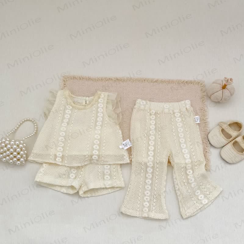 Set aus Beige Hose oder Tanktop und Shorts für Baby Mädchen - image 1