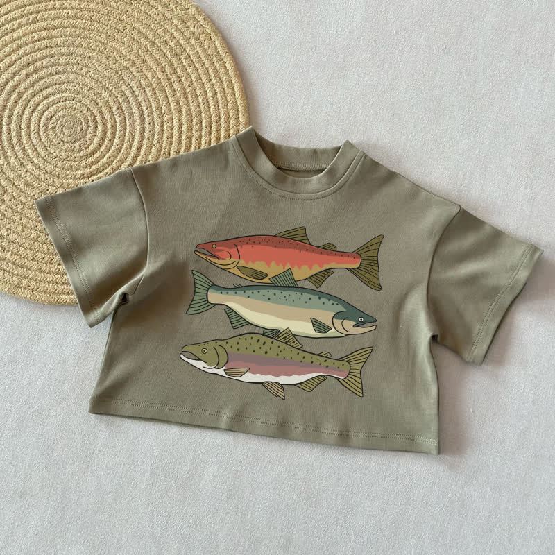 Baby Fisch Sommer Freizeit-T-Shirt - Grau Grün - 2-3J - image 2