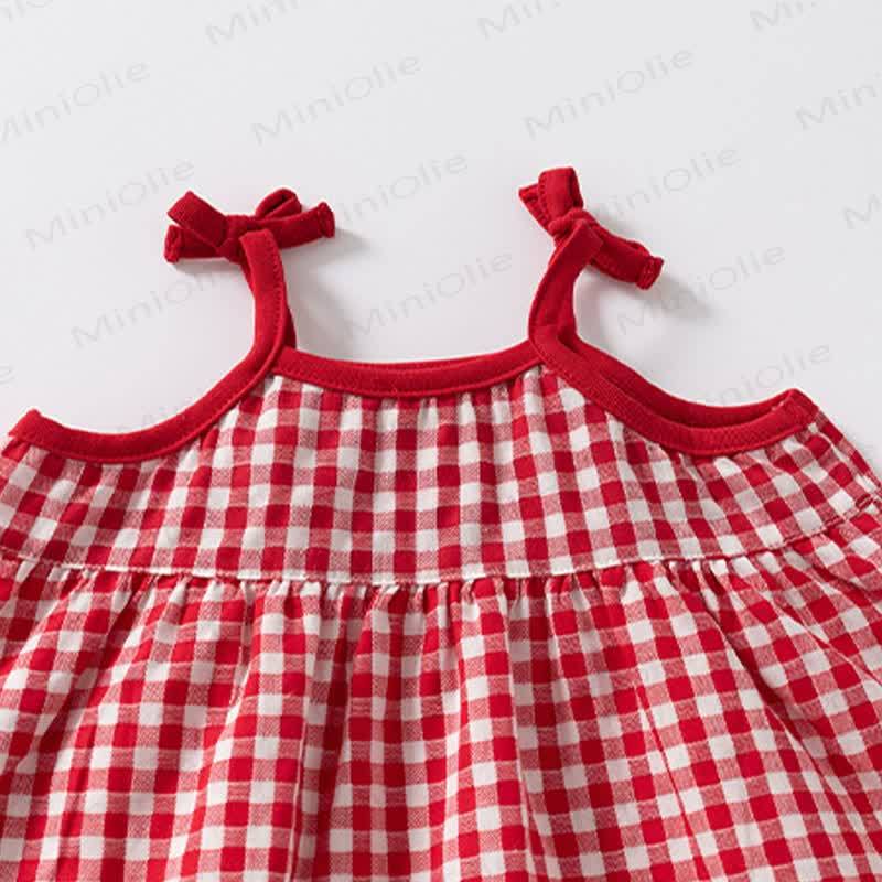 Ärmelloses Kleid für Kleinkind-Mädchen mit Erdbeere und Plaid, ärmellos - image 3