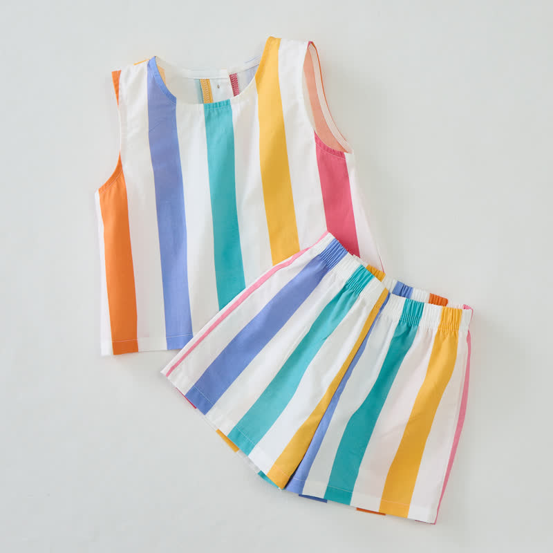 Baby Kleinkind Set , weiß, vertikal gestreift, ärmellos, 2-teilig - image 2