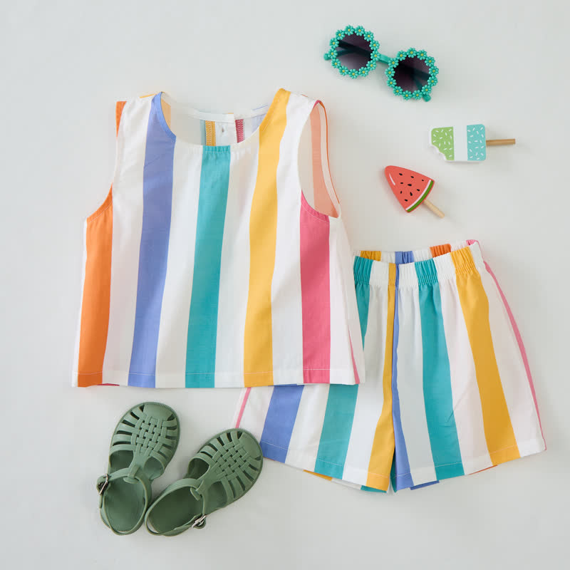 Baby Kleinkind Set , weiß, vertikal gestreift, ärmellos, 2-teilig - image 4