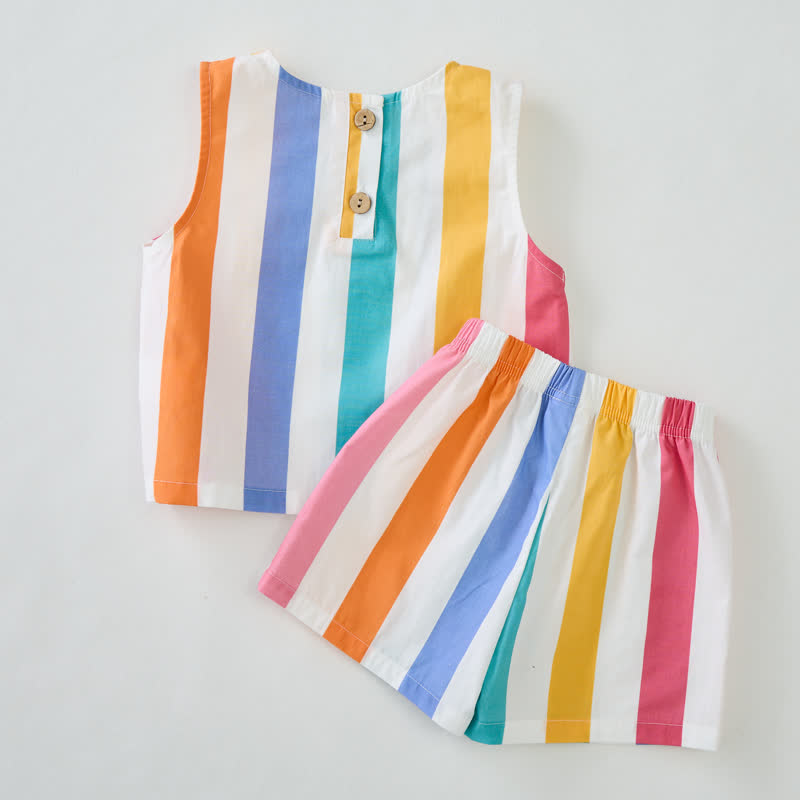 Baby Kleinkind Set , weiß, vertikal gestreift, ärmellos, 2-teilig - image 3