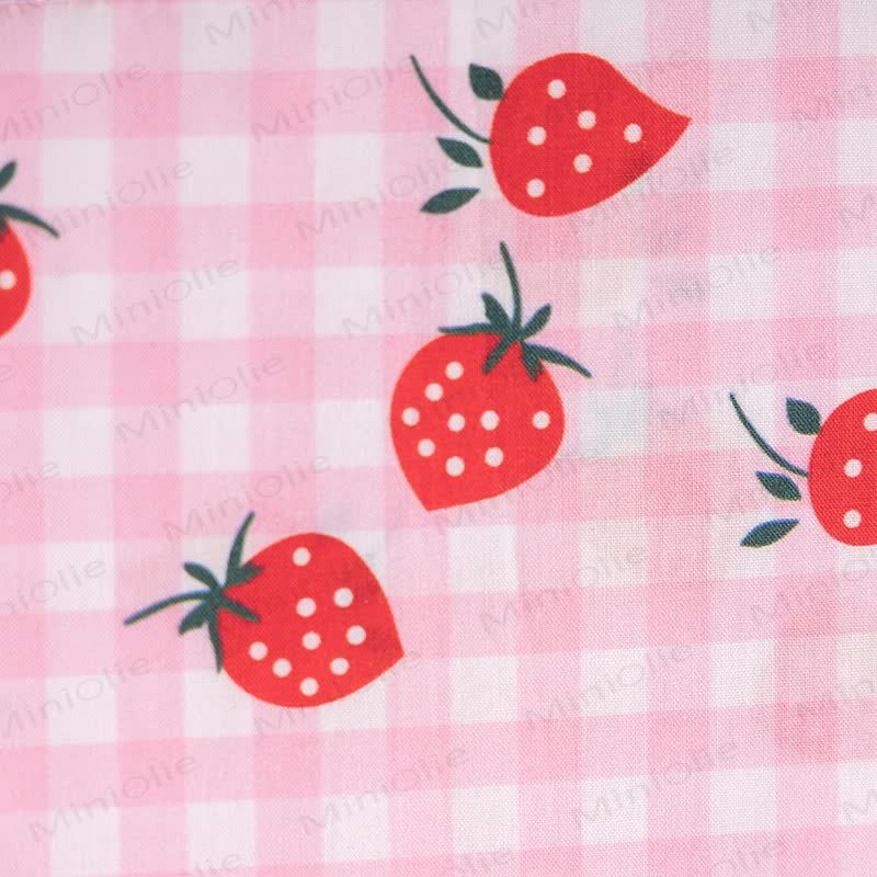 Kleid für Kleinkind-Mädchen mit Erdbeere , Rosa Gingham und Puffärmeln - image 5