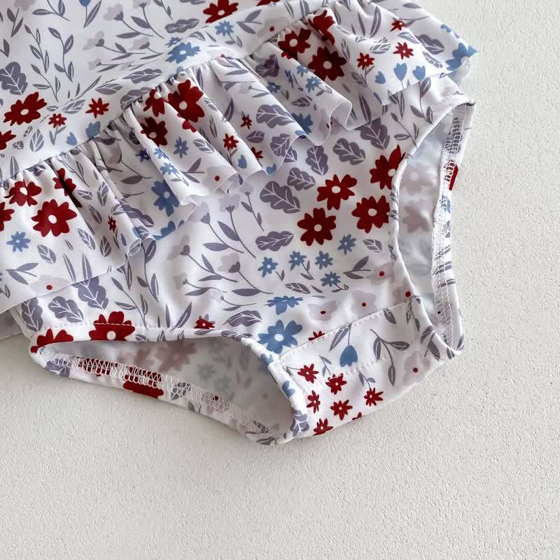 Baby Badeanzug mit Blumen und Rüschen, inklusive Hut - image 5