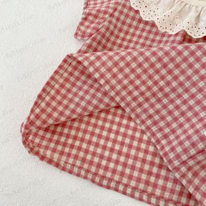 Baby Mädchen Rosa Gingham Lace Spitze und Shorts Set - image 5