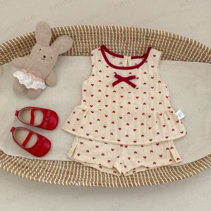 Set aus Tanktop und Shorts mit Herz und Schleife für Kleinkind-Mädchen - image 1