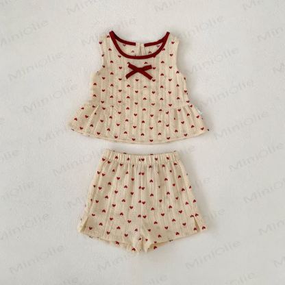Set aus Tanktop und Shorts mit Herz und Schleife für Kleinkind-Mädchen - Aprikose - 6-7J - image 2