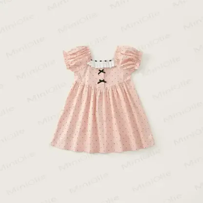 Vintage- Kleid mit Punktmuster für Kleinkind - Rosa - 8-9J - image 1