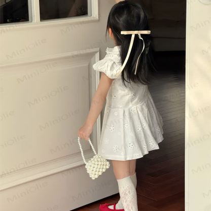 Kleid für Kleinkind-Mädchen , einfarbig weiß, mit Lace - image 3