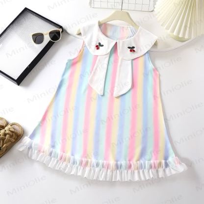 Kleinkind Kleid für Kinder-Mädchen mit Schmetterling aus Polyester - Regenbogen - 10-11J - image 3