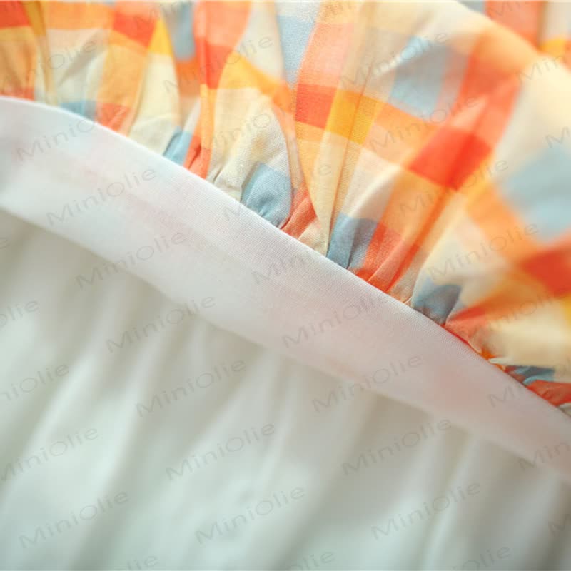 Baby Orange Gingham Schleife Set mit ärmellosem Tanktop und Shorts mit Schleife - image 7