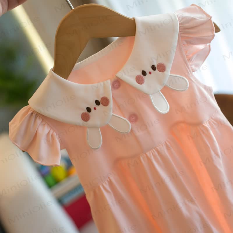 Kleinkind-Mädchen Rosa Baumwollkleid mit Kleid - Rosa - 4-5J - image 2