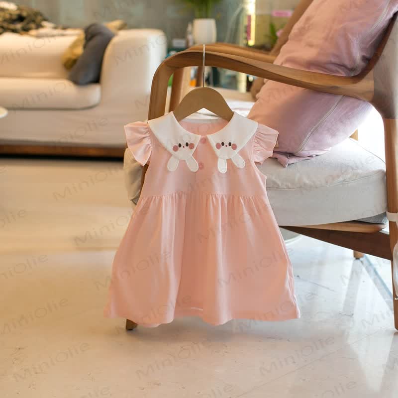 Kleinkind-Mädchen Rosa Baumwollkleid mit Kleid - image 1