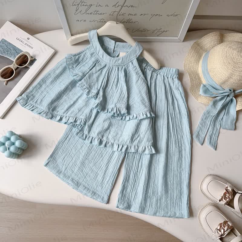 Set aus Tanktop und Hose in Einfarbig für Kleinkind-Mädchen  - Blau - 8-9J - image 3