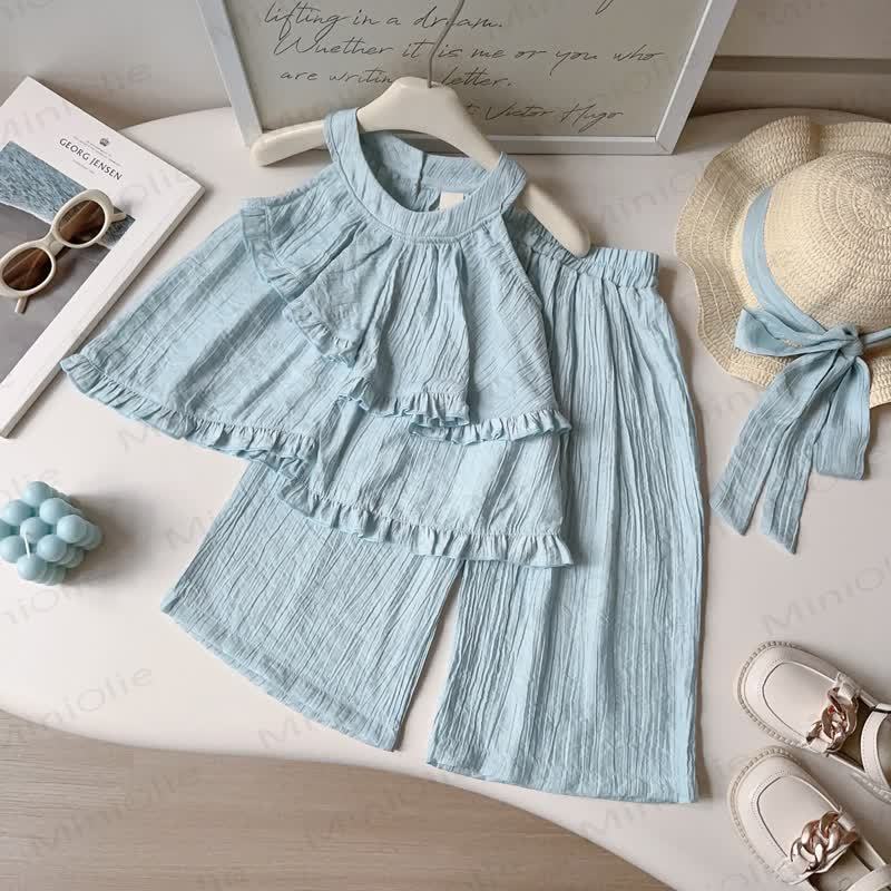 Set aus Tanktop und Hose in Einfarbig für Kleinkind-Mädchen  - Blau - 8-9J - image 3