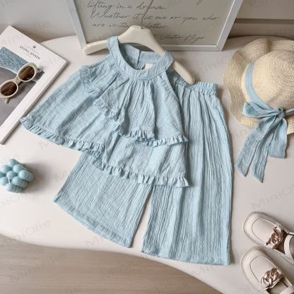 Set aus Tanktop und Hose in Einfarbig für Kleinkind-Mädchen  - Blau - 8-9J - image 3