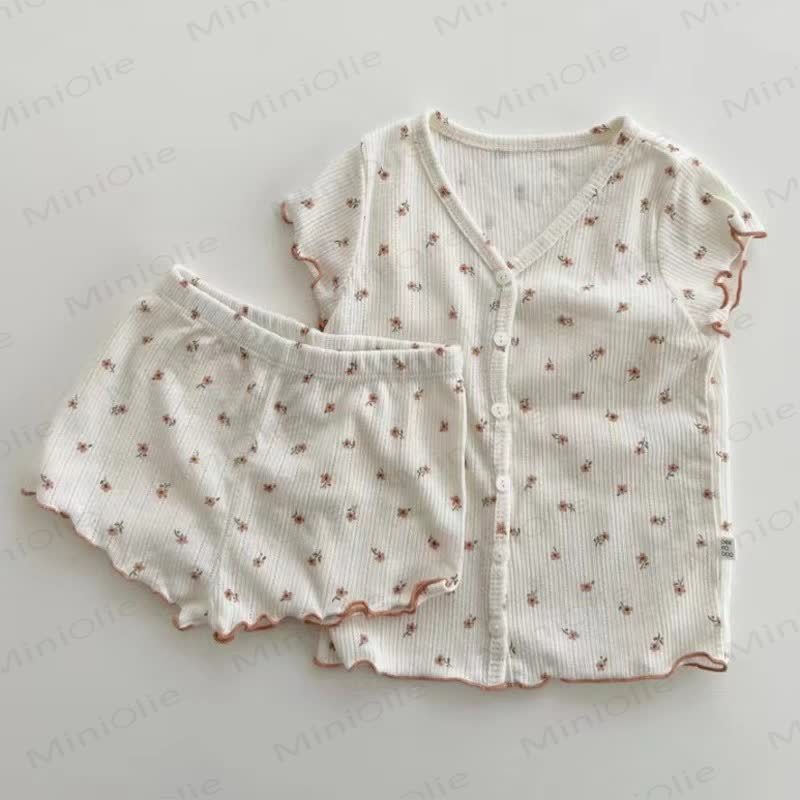Baby Mädchen -Pyjama Set aus Blumen Tanktop und Shorts mit Blumenmuster, bestehend aus Tanktop und Shorts - Rosa - 2-3J - image 3