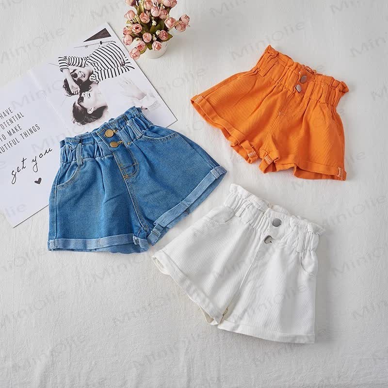 Kleinkind Denim Shorts für Kinder-Mädchen, Einfarbig - image 1