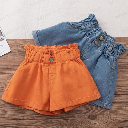 Kleinkind Denim Shorts für Kinder-Mädchen, Einfarbig - Orange - 12-13J - image 3