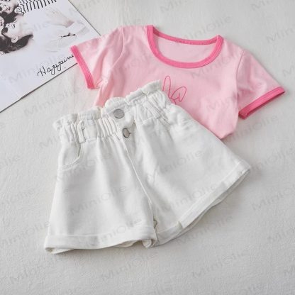 Kleinkind Denim Shorts für Kinder-Mädchen, Einfarbig - Weiß - 12-13J - image 4