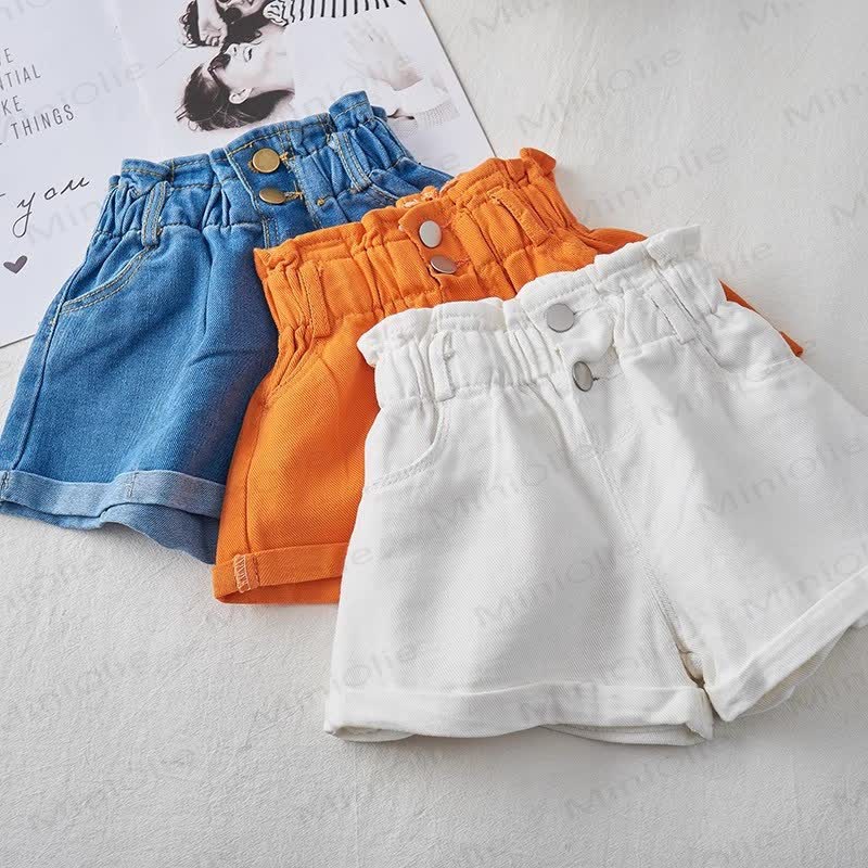 Kleinkind Denim Shorts für Kinder-Mädchen, Einfarbig - image 5