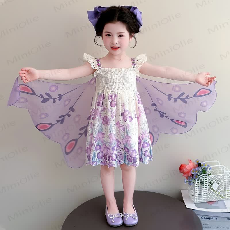 Ärmelloses Kleid aus Blumen mit Tüll für Kleinkind-Mädchen - Beige - 8-9J - image 2