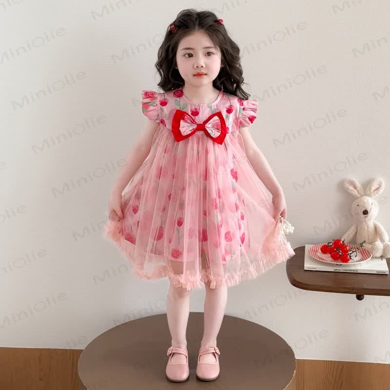 Kleinkind-Mädchen Rosa Kleid mit Blumen und Tüll aus Tüll, Kleid - Rosa - 8-9J - image 2