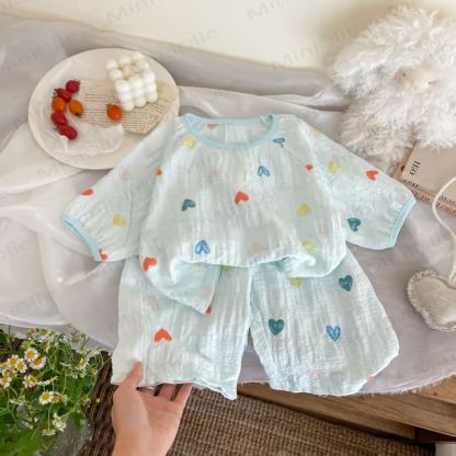 Set für Kinder-Mädchen: Rosa Spitze und Hose mit Blumen - Blau - 10-11J - image 4