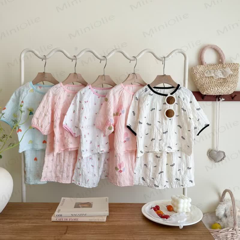 Set für Kinder-Mädchen: Rosa Spitze und Hose mit Blumen - image 6