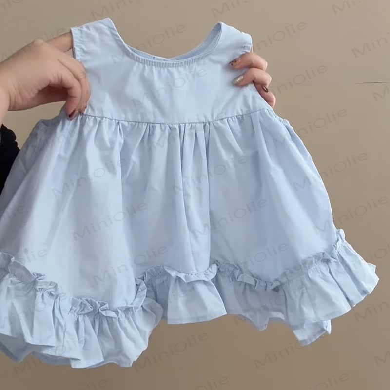 Set aus Baumwoll Tanktop und Hose in Einfarbig für Kleinkind-Mädchen - Blau - 6-7J - image 2