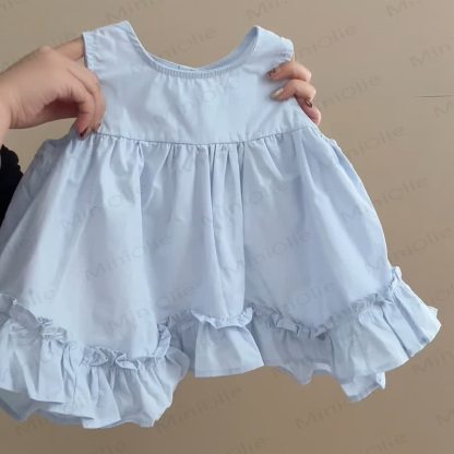Set aus Baumwoll Tanktop und Hose in Einfarbig für Kleinkind-Mädchen - Blau - 6-7J - image 2