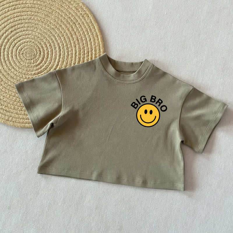 BIG BRO Baby Lächelnd Face Sommer Freizeit-T-Shirt - Grau Grün - 2-3J - image 2