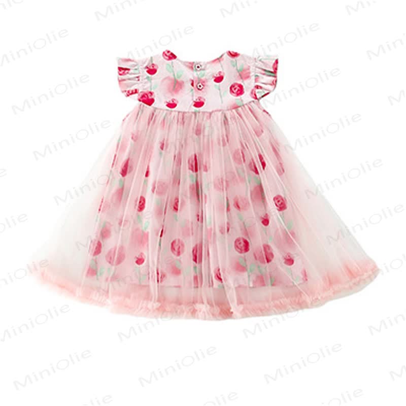 Kleinkind-Mädchen Rosa Kleid mit Blumen und Tüll aus Tüll, Kleid - image 3