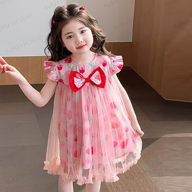 Kleinkind-Mädchen Rosa Kleid mit Blumen und Tüll aus Tüll, Kleid - image 1