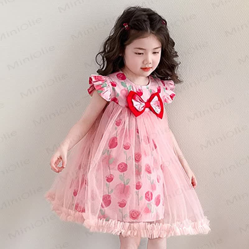 Kleinkind-Mädchen Rosa Kleid mit Blumen und Tüll aus Tüll, Kleid - image 7