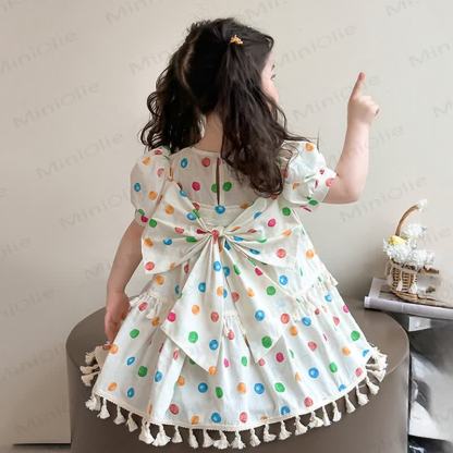Kleid mit Puffärmeln und Punktmuster für Kleinkind-Mädchen - image 2