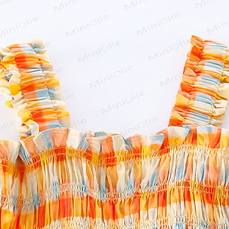 Kleinkind-Mädchen Kleid für Kleinkinder, orange-weiß Gingham - image 4