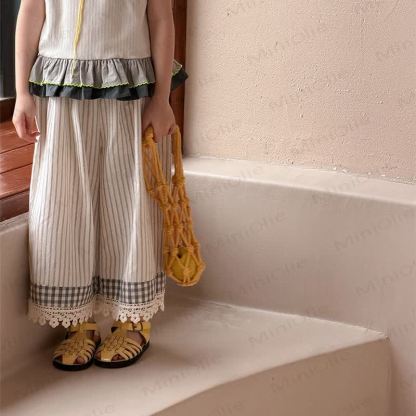 Gerippt Tanktop oder gestreifte Hose für Kinder-Mädchen  - Weiße Hose - 10-11J - image 3
