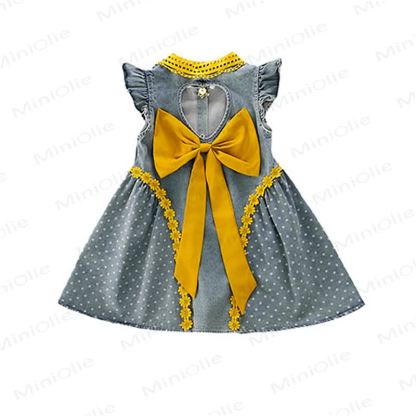 Ärmelloses Kleid für Kleinkind-Mädchen mit Schleife, Schleife und Blumen - image 3