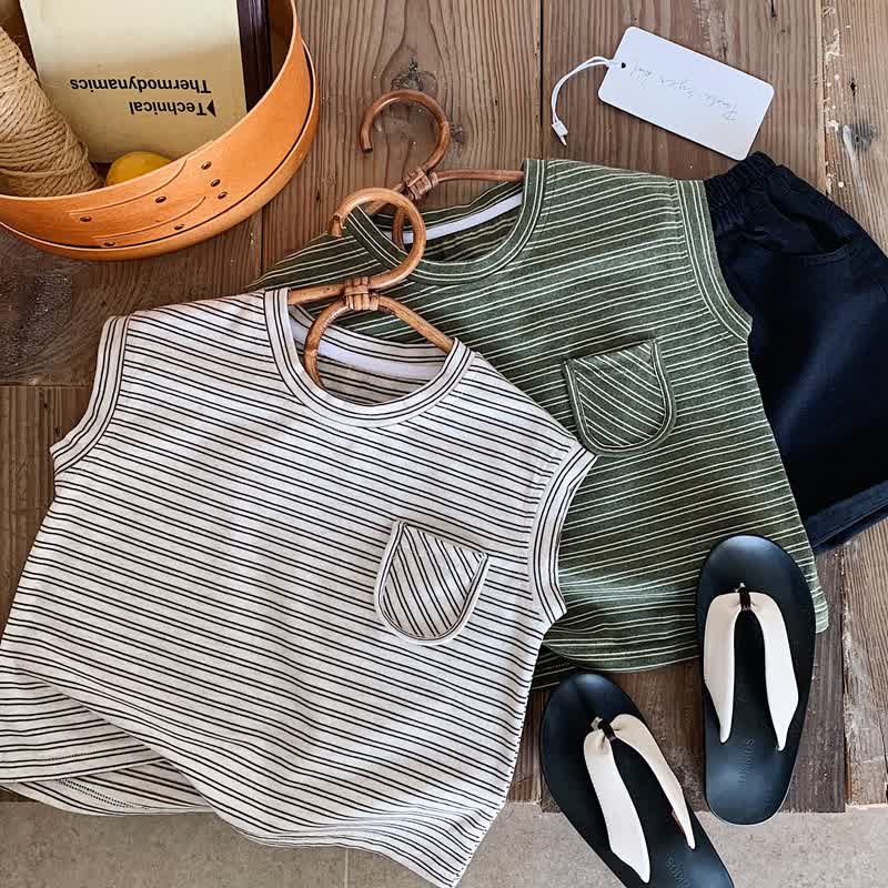 Streifen Tanktop mit Tasche für Kleinkinder (Jungen) - image 1