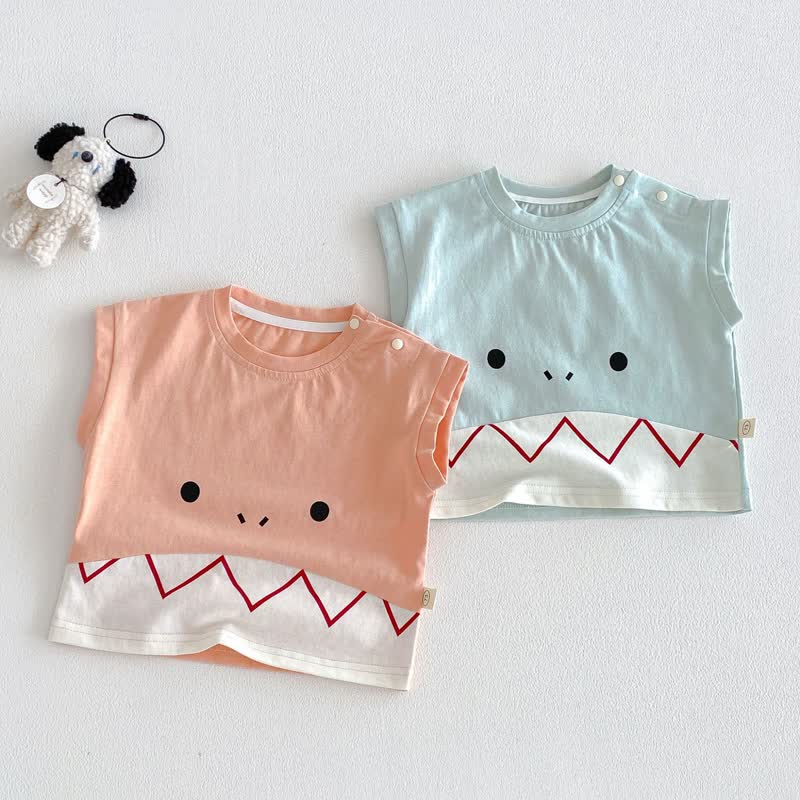 Ärmelloses T-Shirt mit Baby Cartoon-Gesicht - image 1